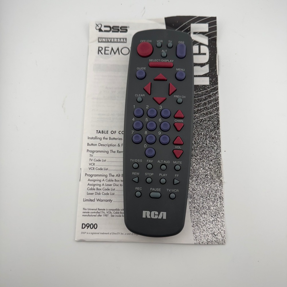 RCA CRK91B1 Universal Remote Control DSS TV VCR Charcoal Gray with Manual